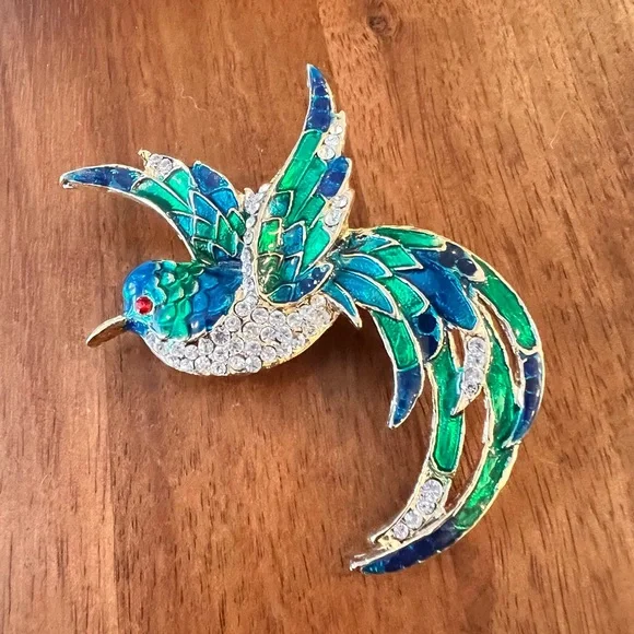 Vintage Enamel Bird Brooch - Picture 4 of 6